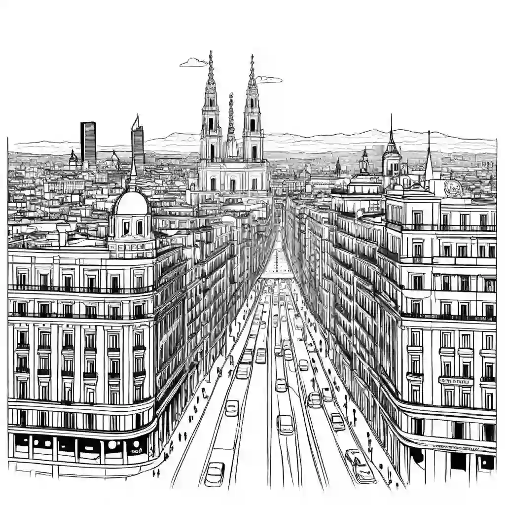 Madrid Skyline coloring pages